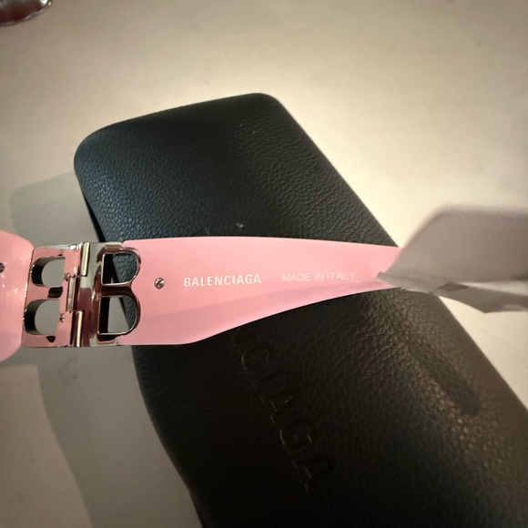 NWT - BALENCIAGA Dynasty Rectangular Sunglasses, 51mm Pink/Silver/Solid - Picture 9 of 12